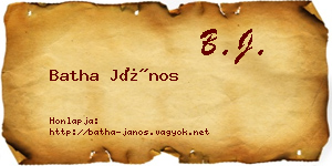 Batha János névjegykártya